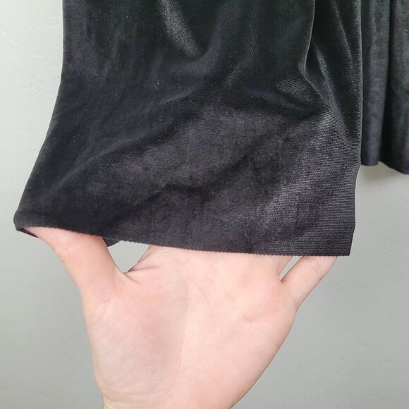 Three Bird Nest Flare Bell Bottom Velvet Pants Pull On Stretch Black Size XL NWT - Picture 9 of 11